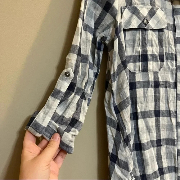 RYU Plaid Button Up Tie Waist Tunic Shirt Belt Lace Size Medium NWT - Picture 2 of 11